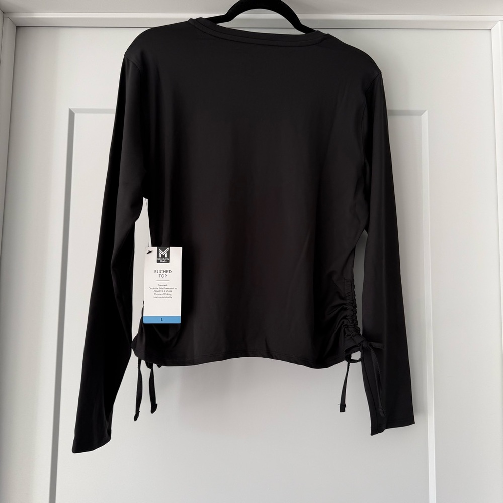 NWT-Member’s Mark Women’s Black Long Sleeve Ruched Women's Top Sz L - Picture 5 of 10
